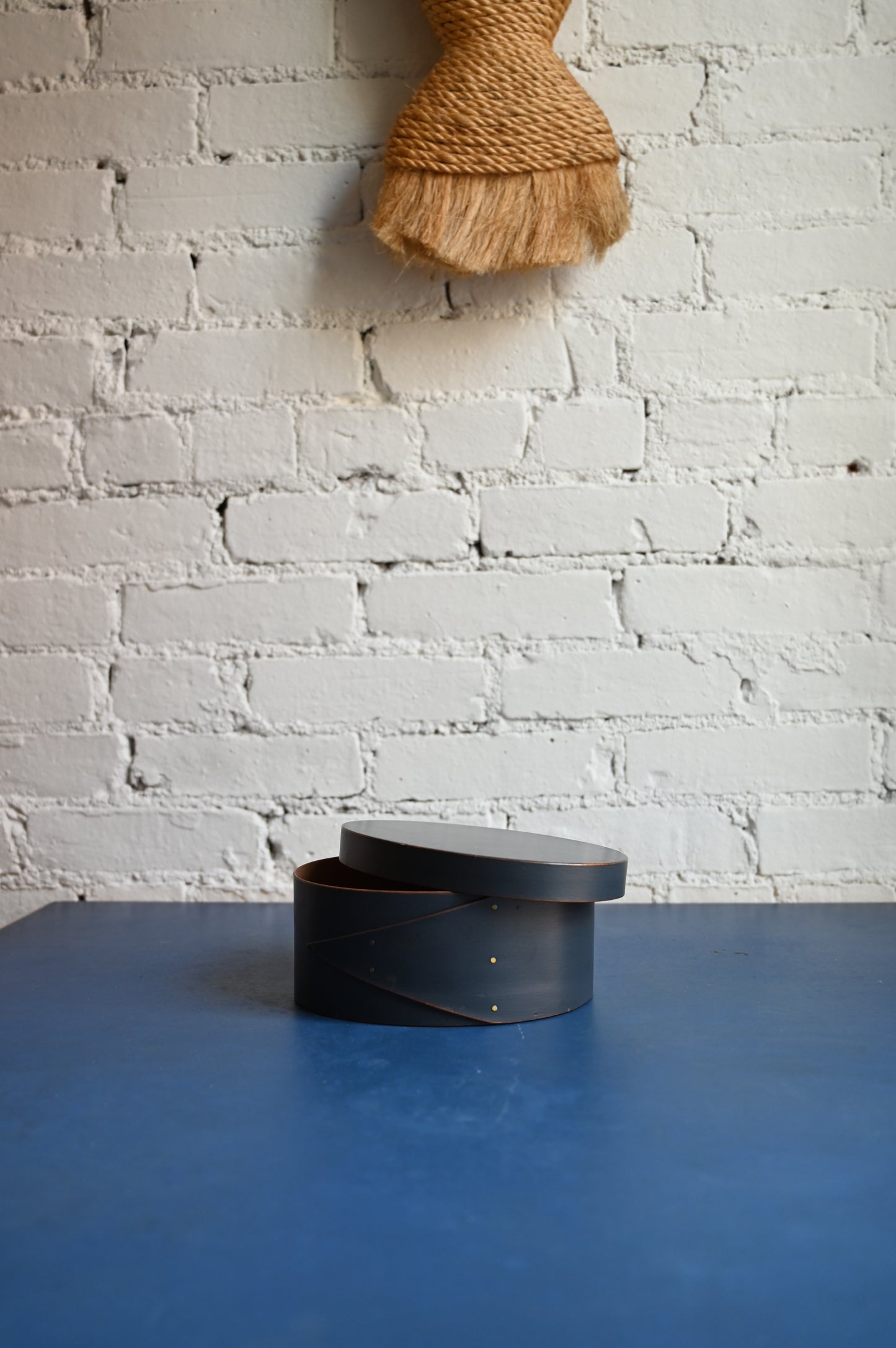 Blue wooden lidded box