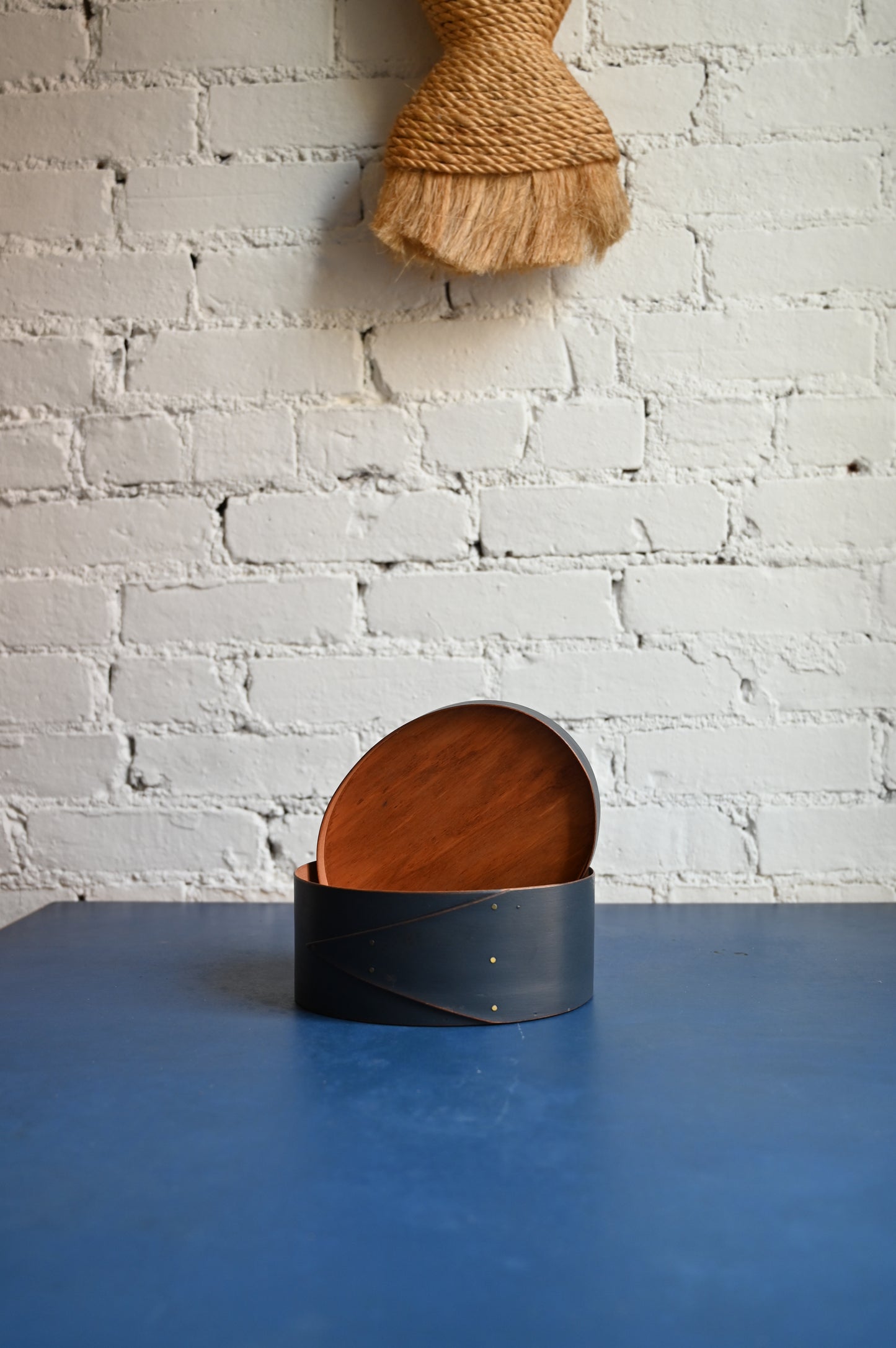 Blue wooden lidded box
