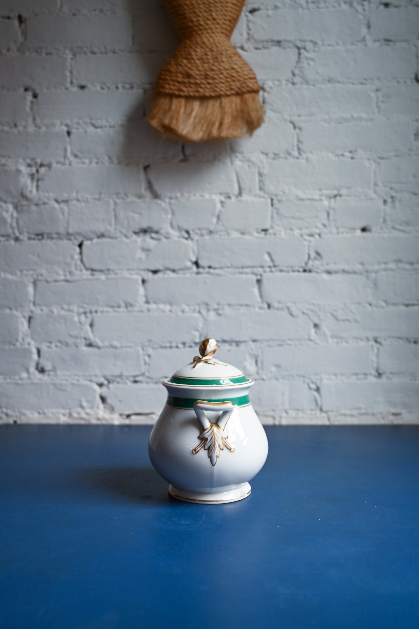 Antique green stripe tea set