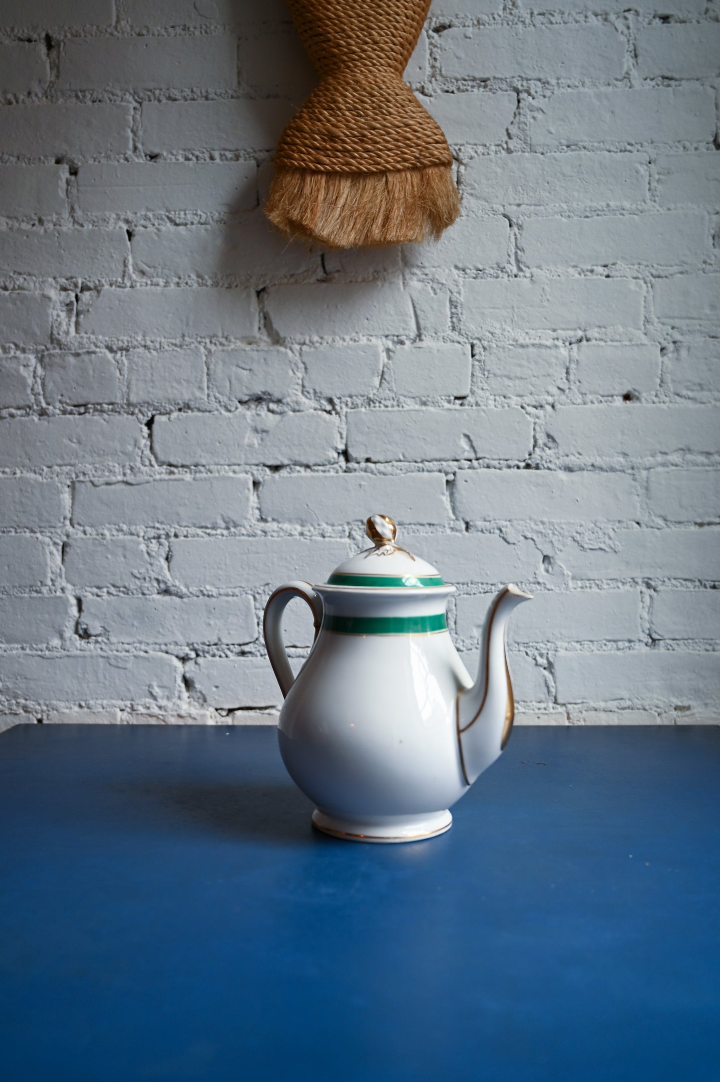 Antique green stripe tea set