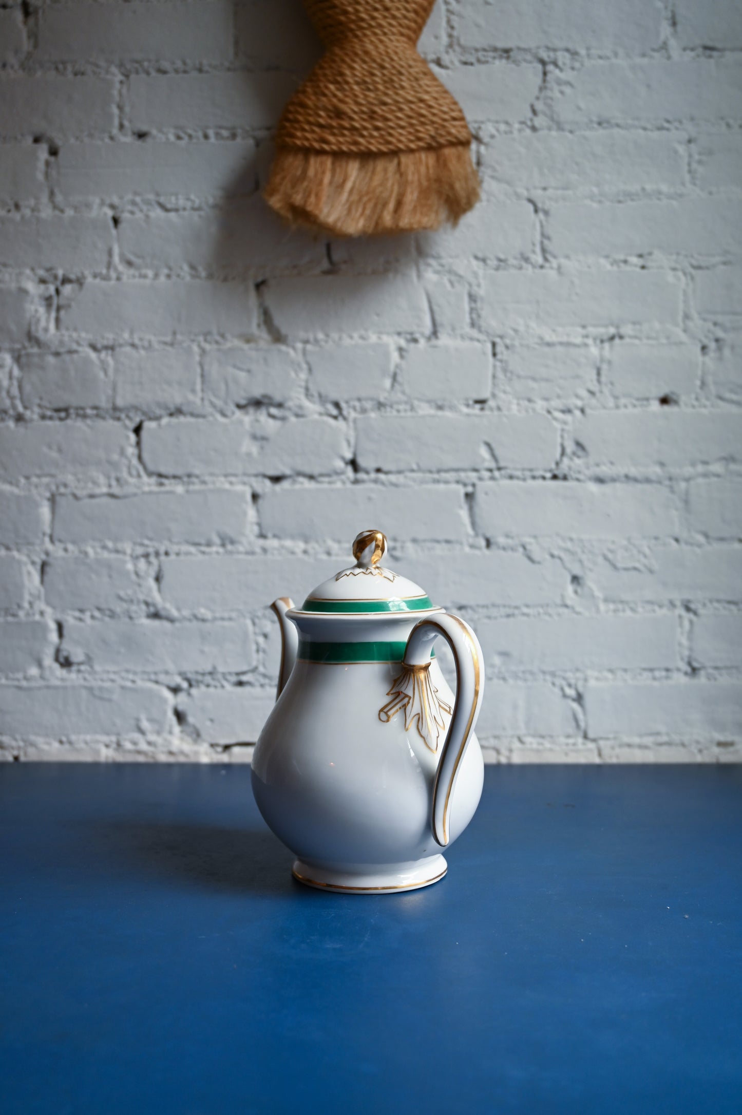 Antique green stripe tea set