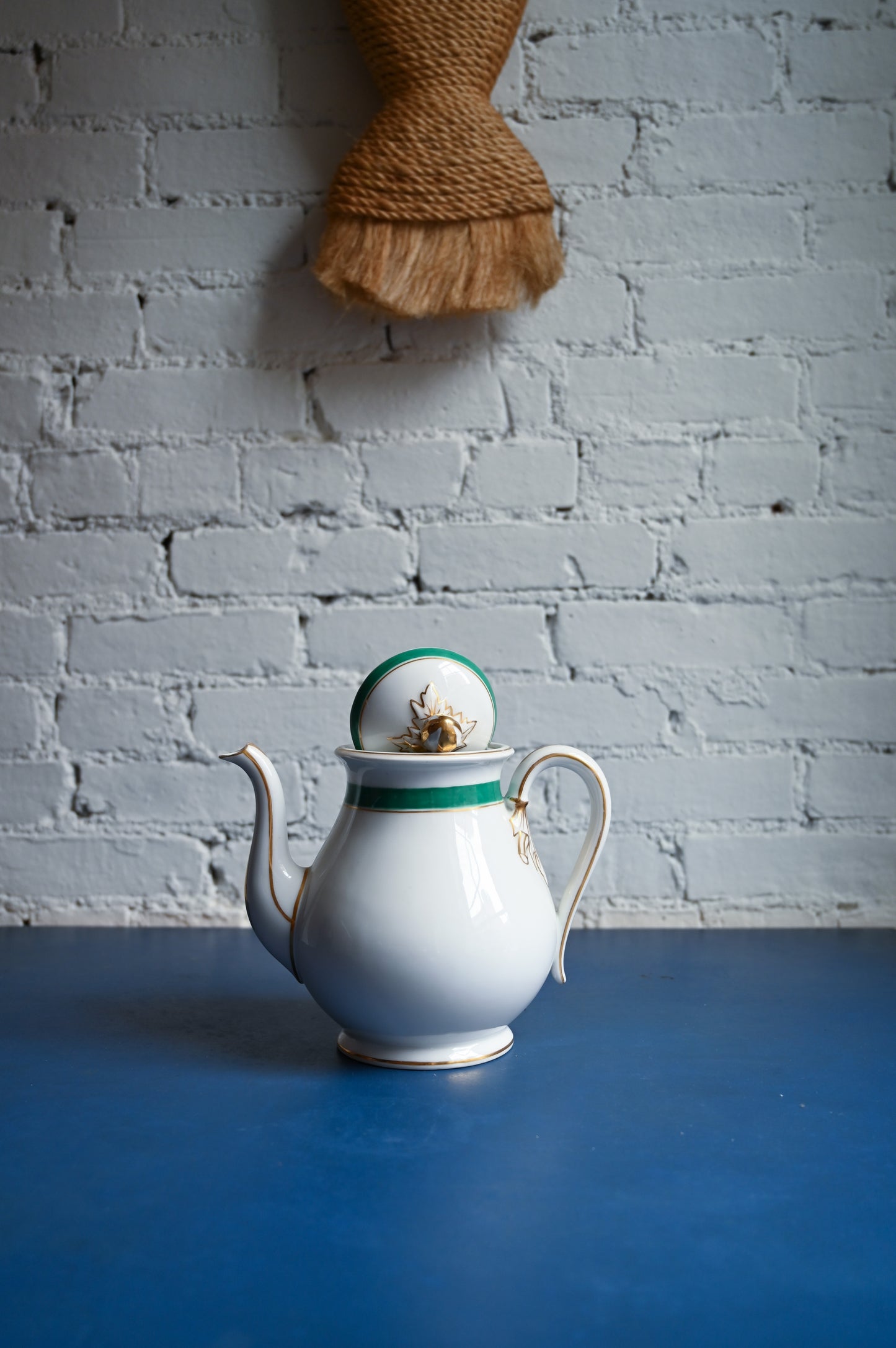 Antique green stripe tea set