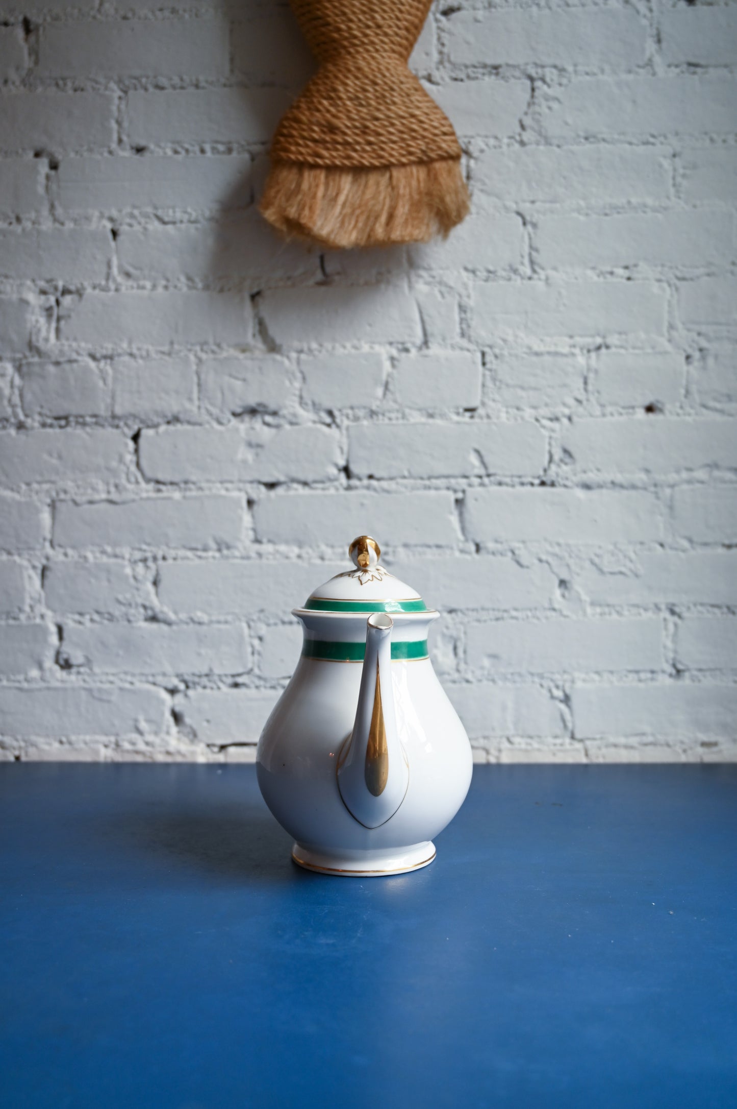 Antique green stripe tea set